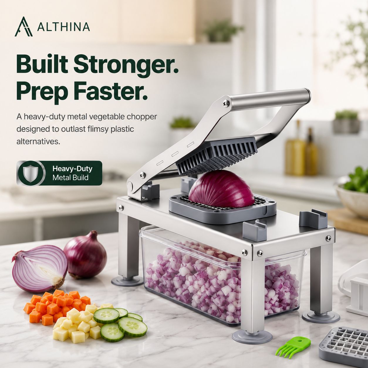 ALTHINA© SteelPrep Pro Metal Vegetable Chopper