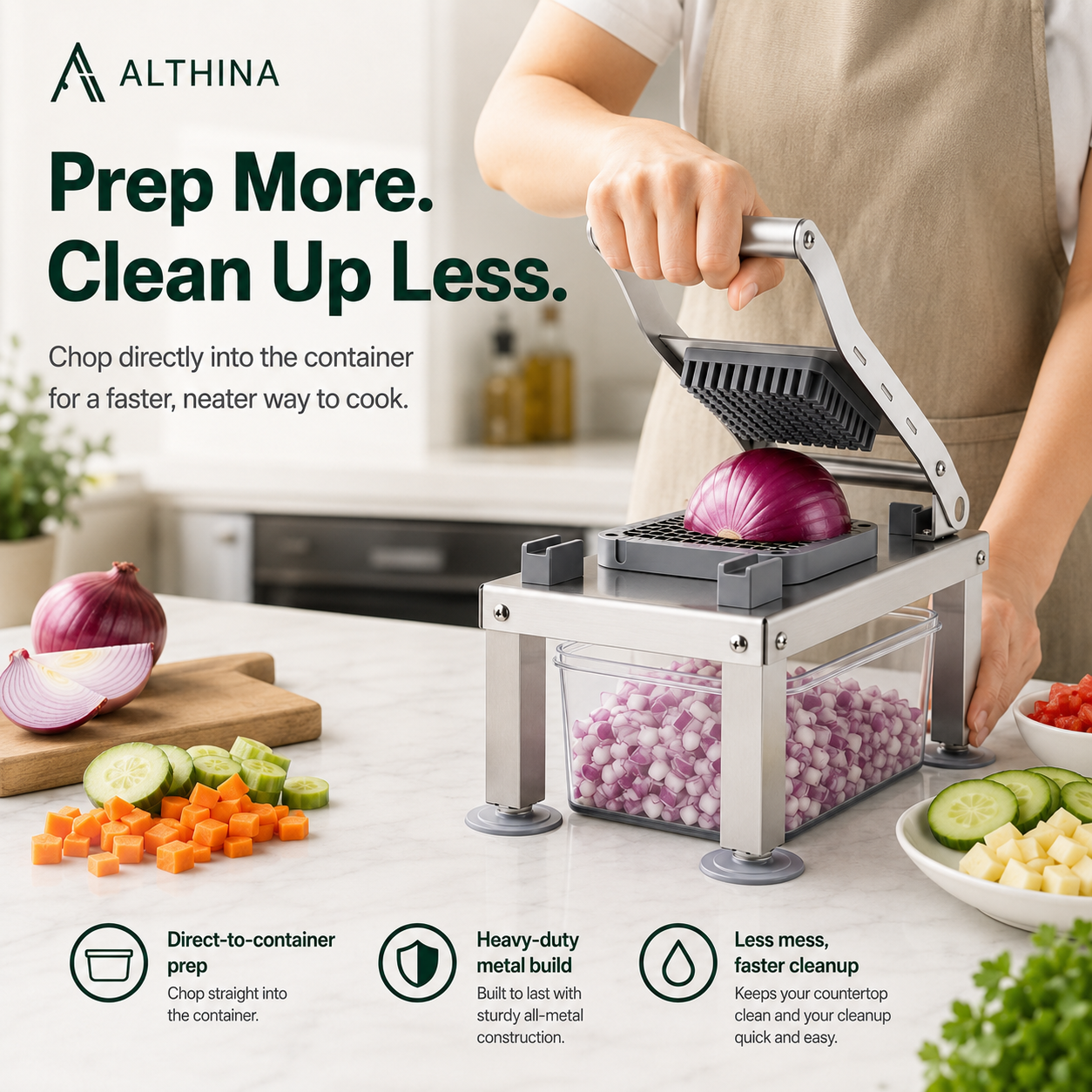 ALTHINA© SteelPrep Pro Metal Vegetable Chopper