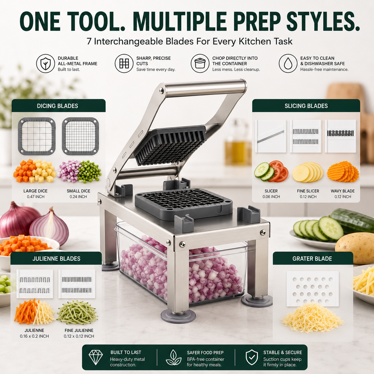 ALTHINA© SteelPrep Pro Metal Vegetable Chopper