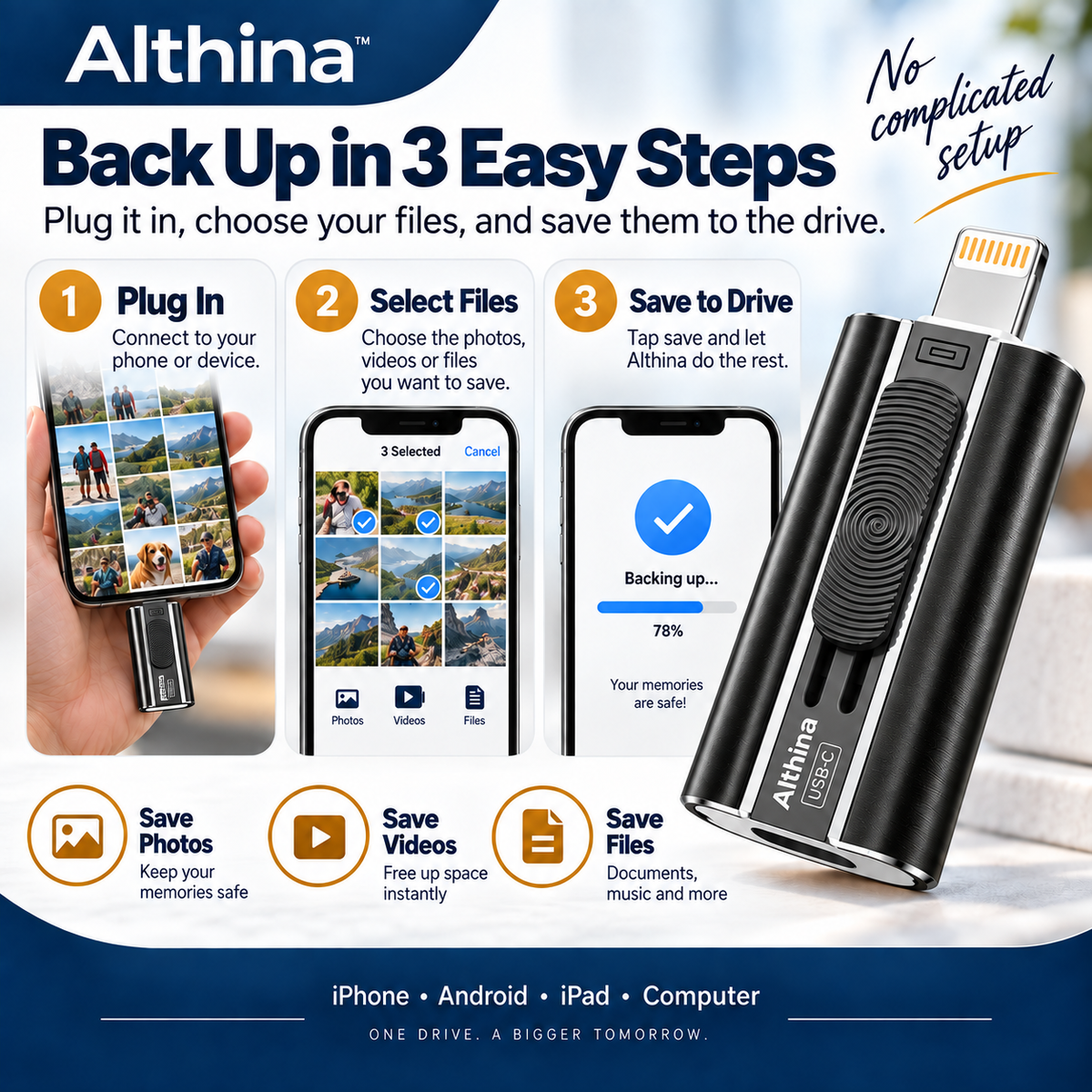 Althina™ MemorySafe Phone Drive